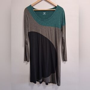 Horny Toad Colorblock Long Sleeve Organic Cotton Tencel Lyocell Dress Medium